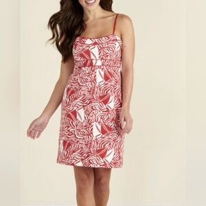 Vineyard Vines Red White Sailboat Print Cotton Dress Size‎ 8 Nautical Summer